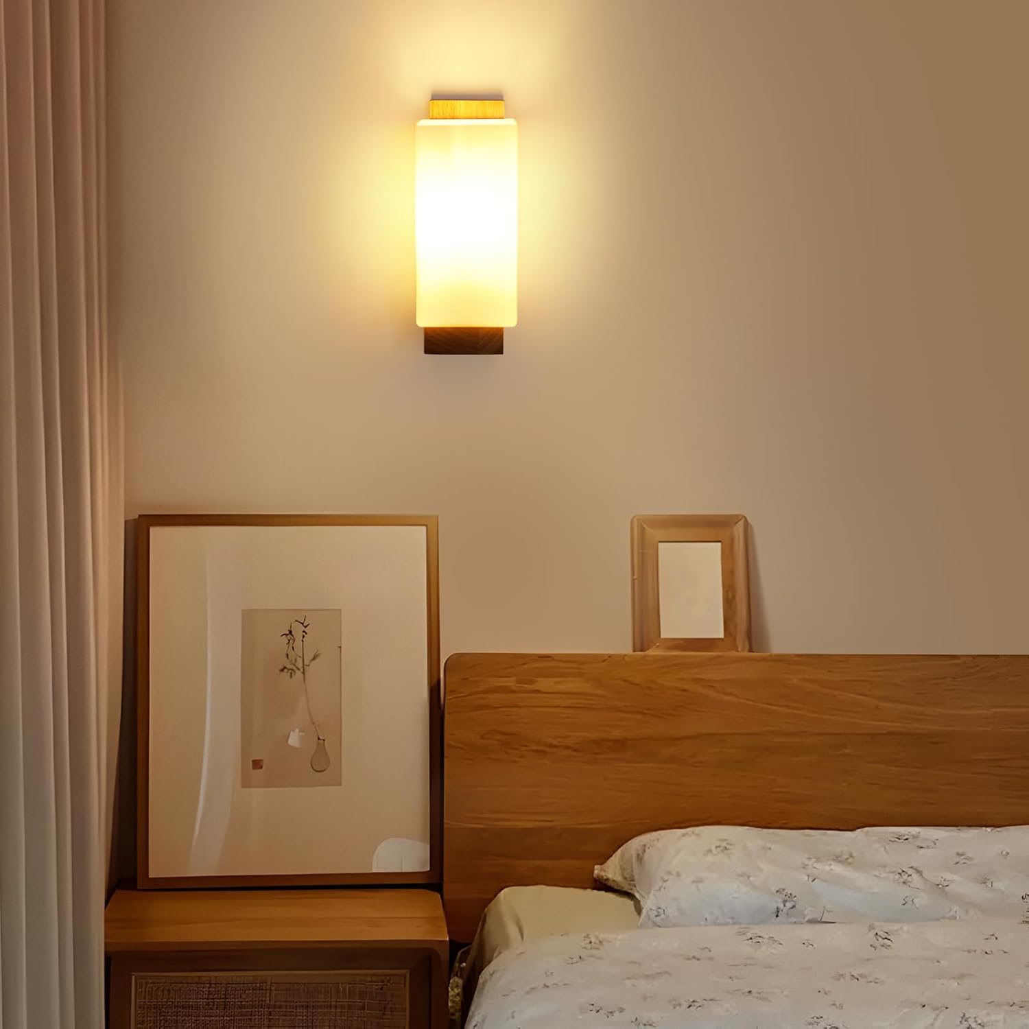 Wall Light - Wood Glass Frame, Tunable