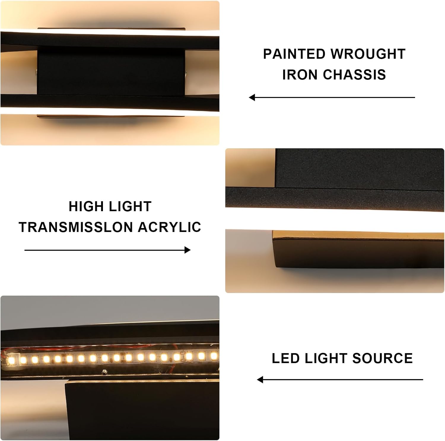 Comely Applique Murale Intérieur LED, 16W 2500LM Design Minimaliste Lampe Murale Moderne, Ligne Noire Applique Murale LED pour Chambre Salon Salle à Manger Couloir, Blanc chaud 3000K