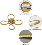 Comely Plafonnier LED Moderne, 30W 3400LM Lampe de Plafond, Luminaire Plafonnier Forme de Fleur pour Couloir, Balcon, Chambre, Salon, Salle à Manger, Lumière Blanche 6500k, 30cm, Doré