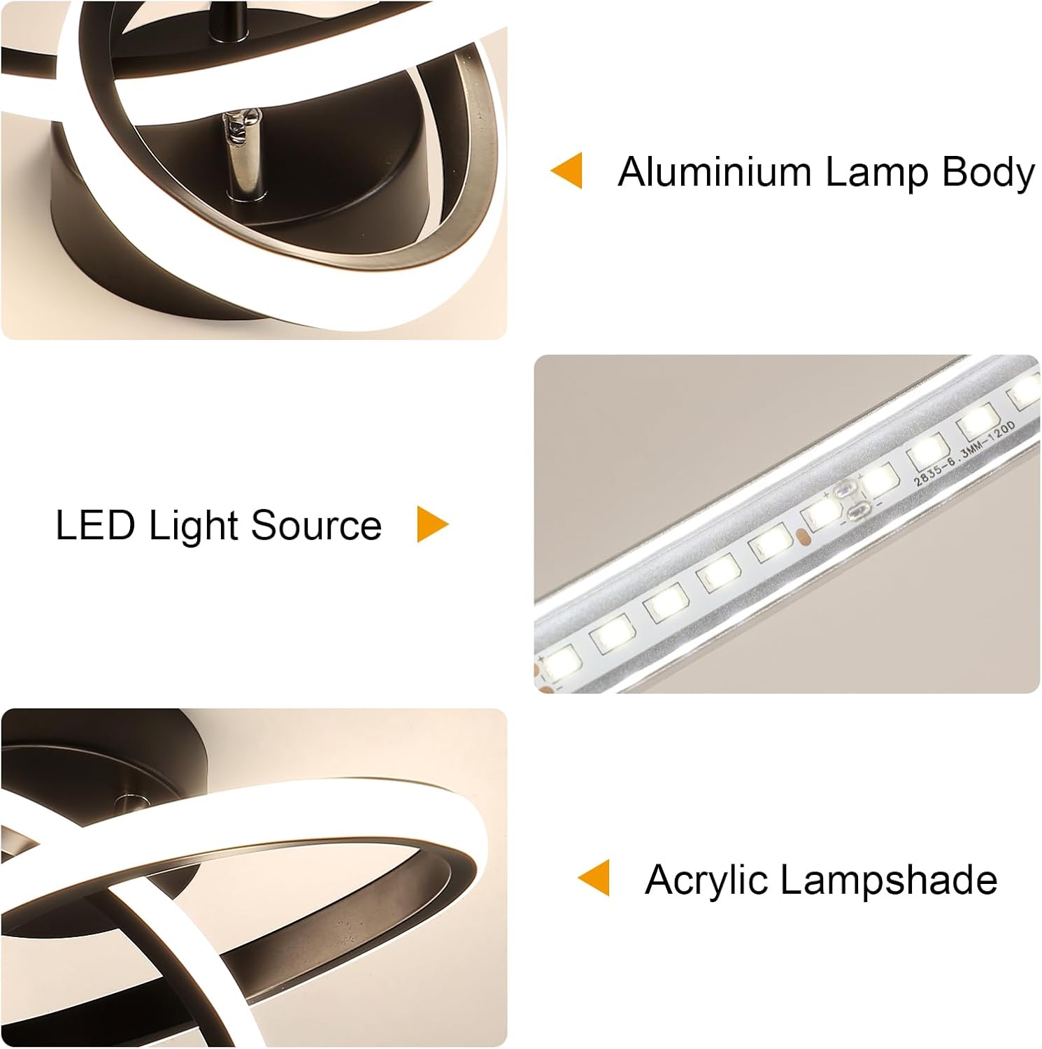 Ceiling Light - Black Aluminium Frame, Natural Light