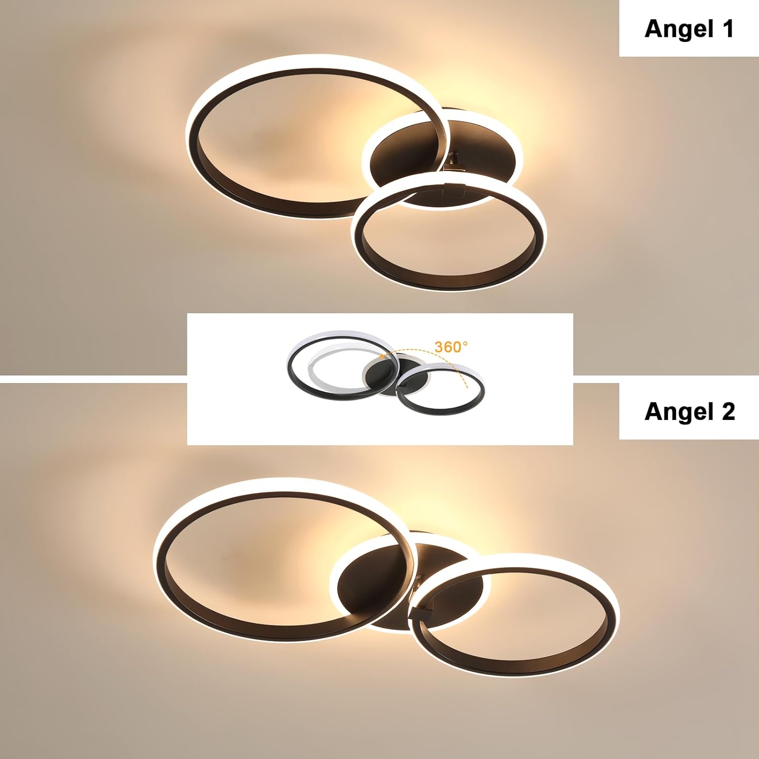Ceiling Light - Black Acrylic Frame, Warm Light
