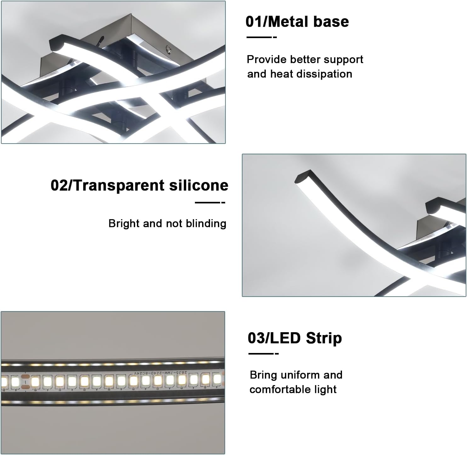 Ceiling Light - Black Aluminium Frame, Tunable and Dimmable
