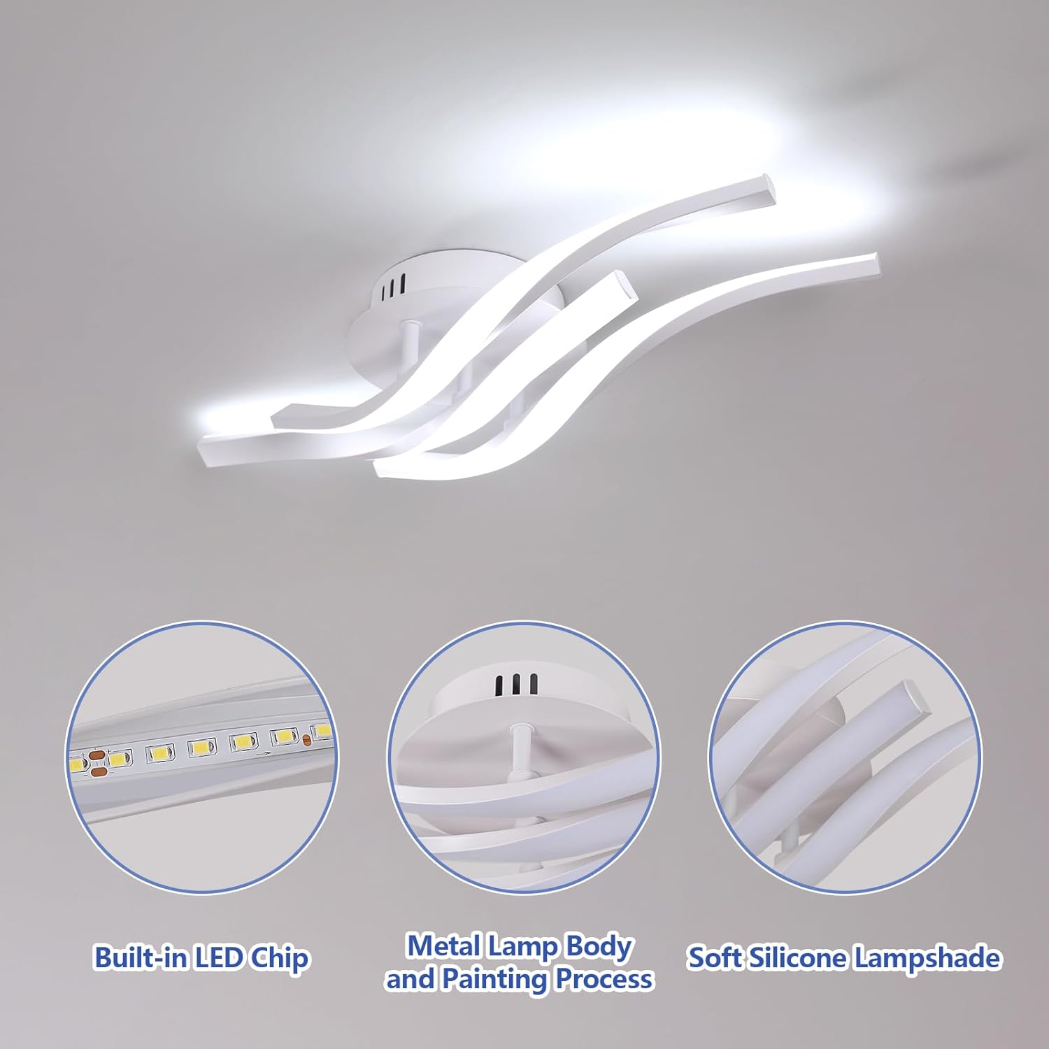 Ceiling Light - White Aluminium Frame, White Light