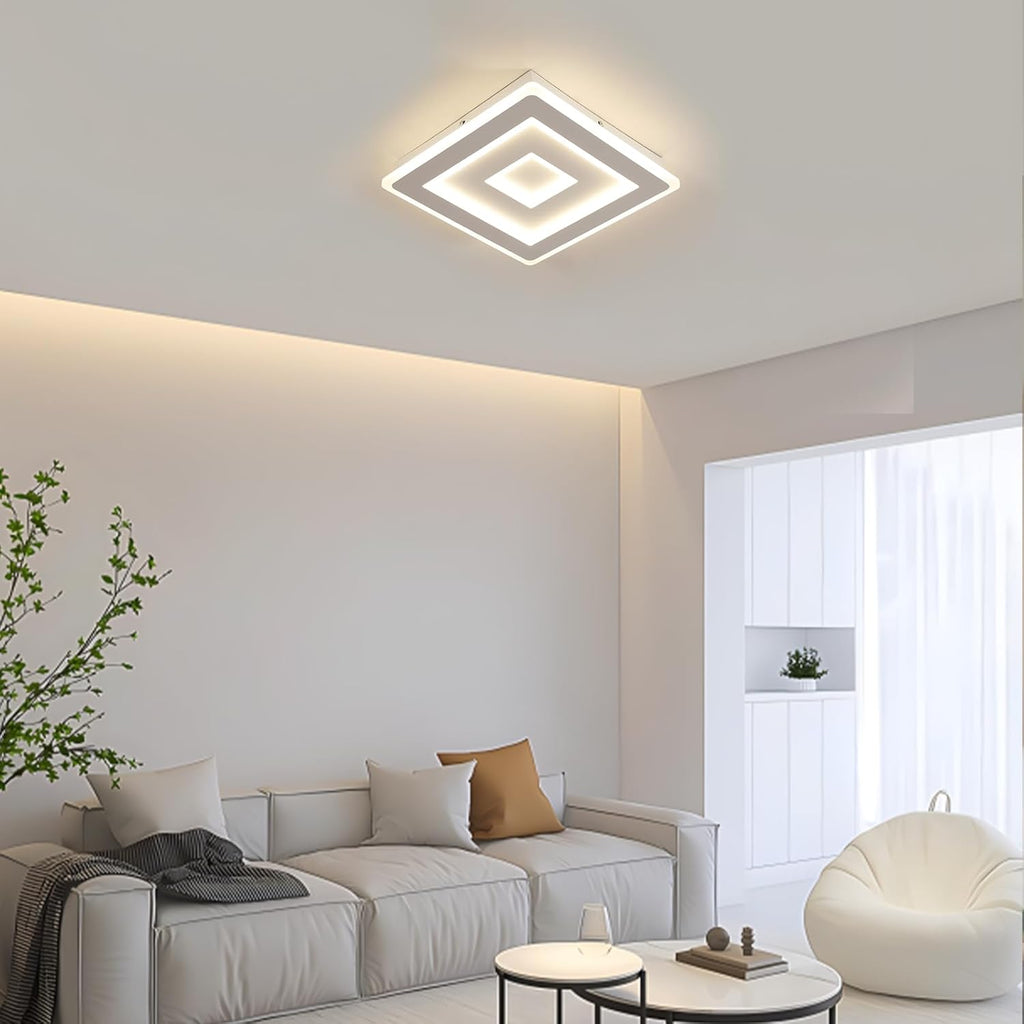 Comely Plafonnier LED Carré Moderne, 36W 28cm Lampe de Plafond LED, Blanc Luminaire Plafonnier Intérieur pour Chambre à Coucher, Salon, Couloir, Lumière Naturelle 4500K