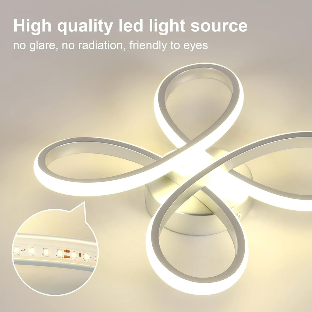 Comely Plafonnier LED Moderne, 30W Lampe de Plafond, Luminaire Plafonnier LED pour Chambre salon, Salle à manger Cuisine, Lumière Neutre 4500K, Argent