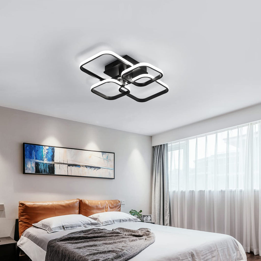 Comely Plafonnier LED Rectangulaire, 60W 6750LM Luminaire Plafonnier LED, Moderne LED Lampe de Plafond Aluminium pour Salon Chambre Cuisine Couloir (Noir)