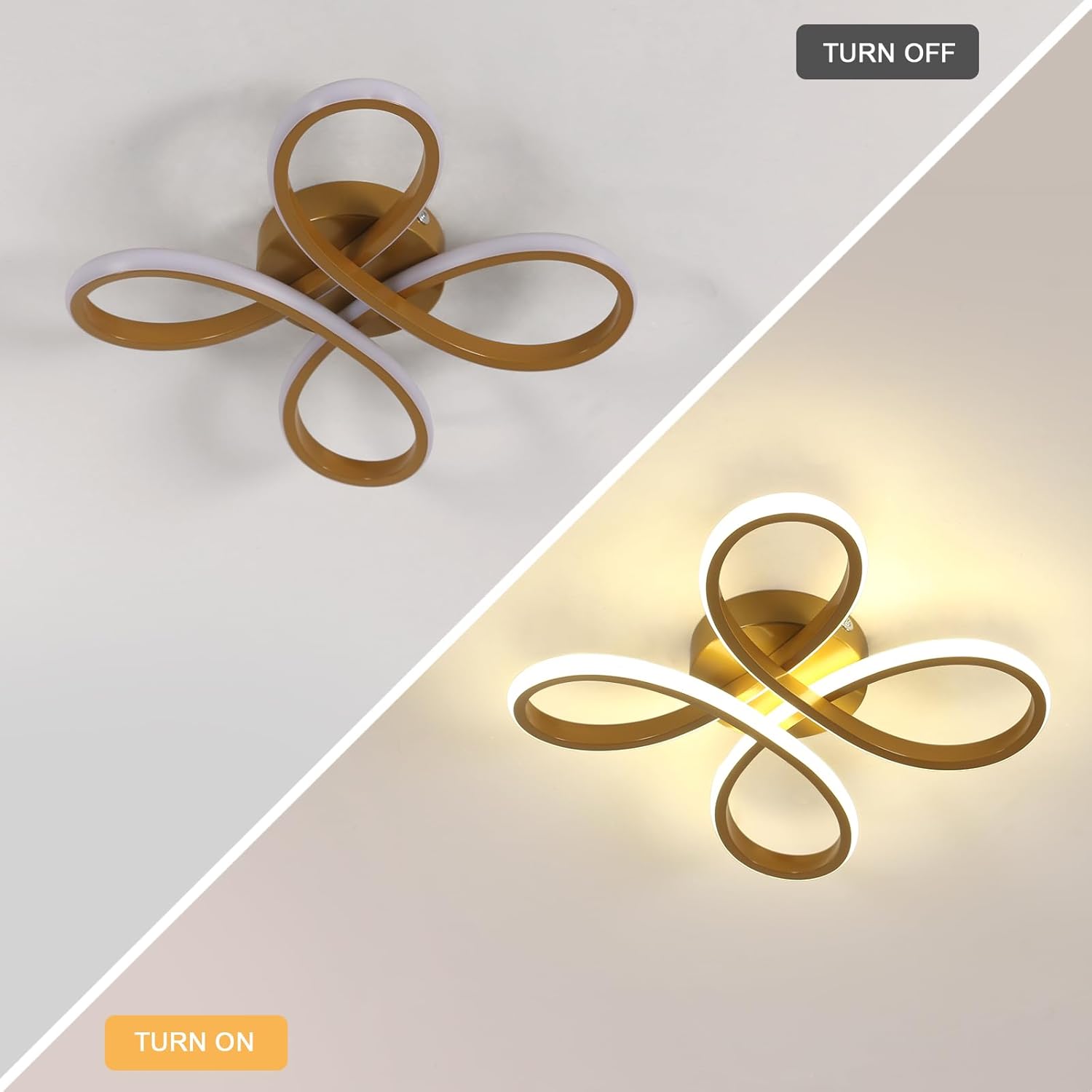 Comely Plafonnier LED Moderne, 30W 3375LM 30cm Lampe de Plafond, Luminaire Plafonnier LED pour Chambre salon, Salle à manger Cuisine, Lumière Neutre 4500K, Or