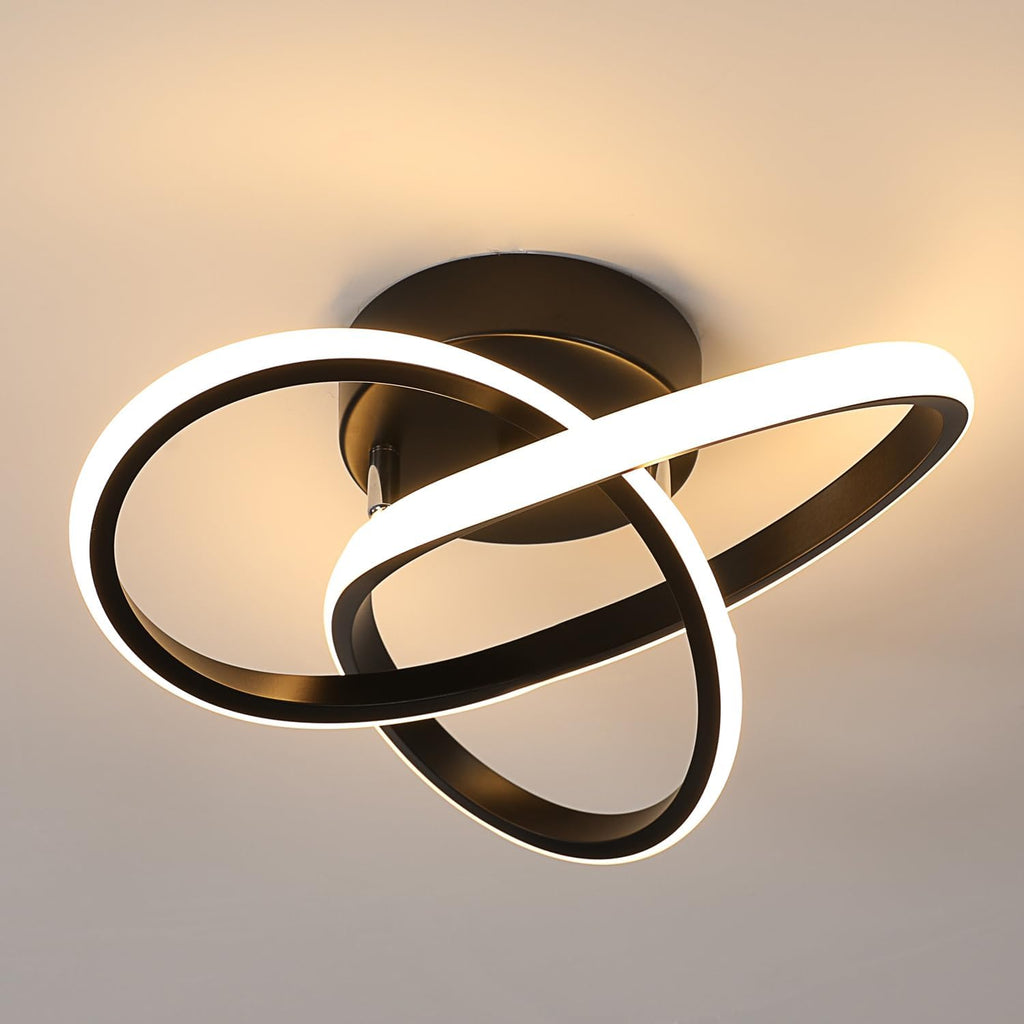 Comely Plafonnier LED Moderne, Luminaire Plafonnier Noir 30W 1800LM, Lampe de Plafond en Forme de Fleur pour Chambre à Coucher, Couloir, Cuisine, Salle de Bain, Lumière Chaude 3000K Dia 30cm
