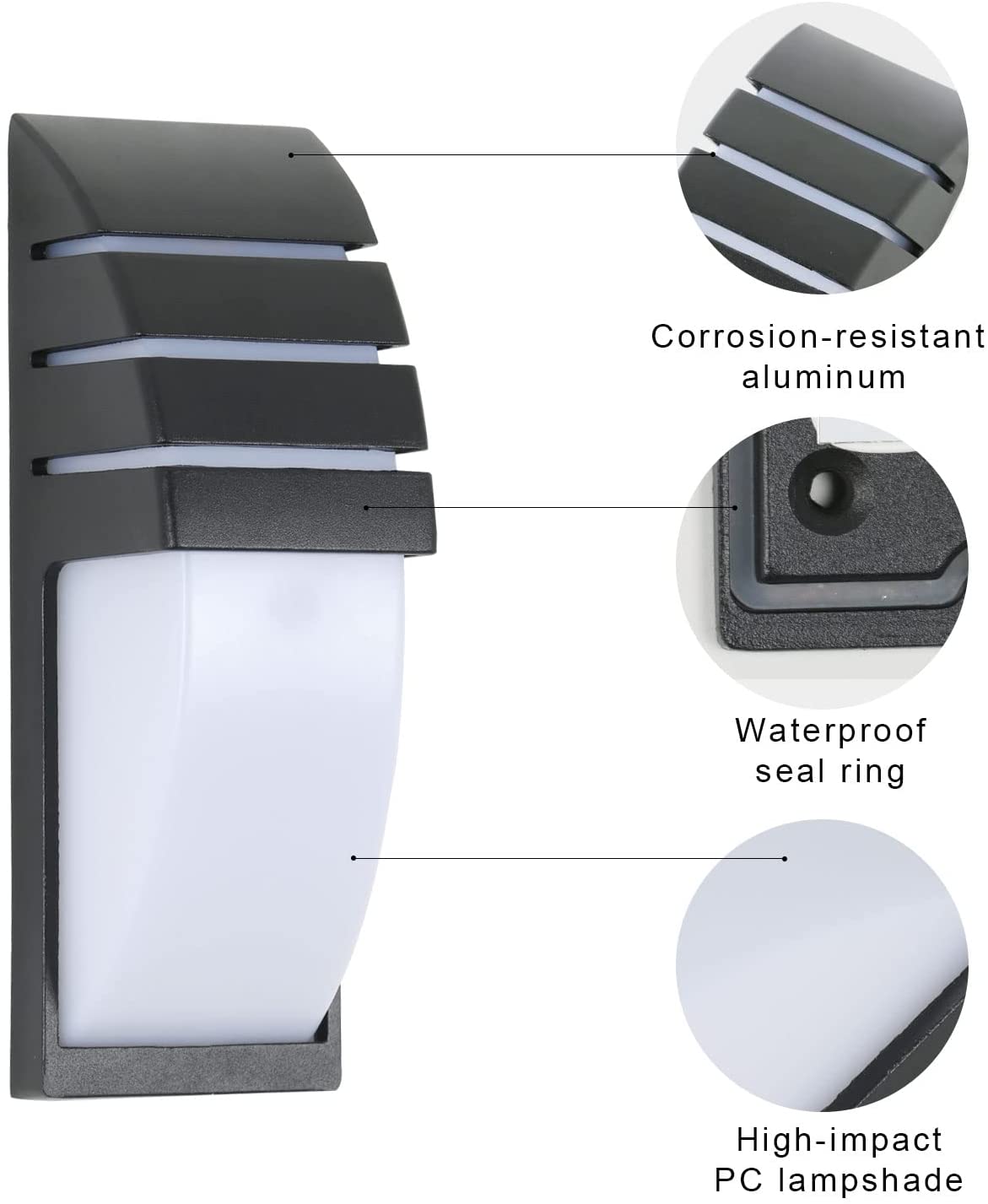 Wall Light - Black Aluminium Frame, White Light