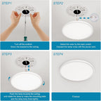 Ceiling Light - White Plastic Frame, Warm Light