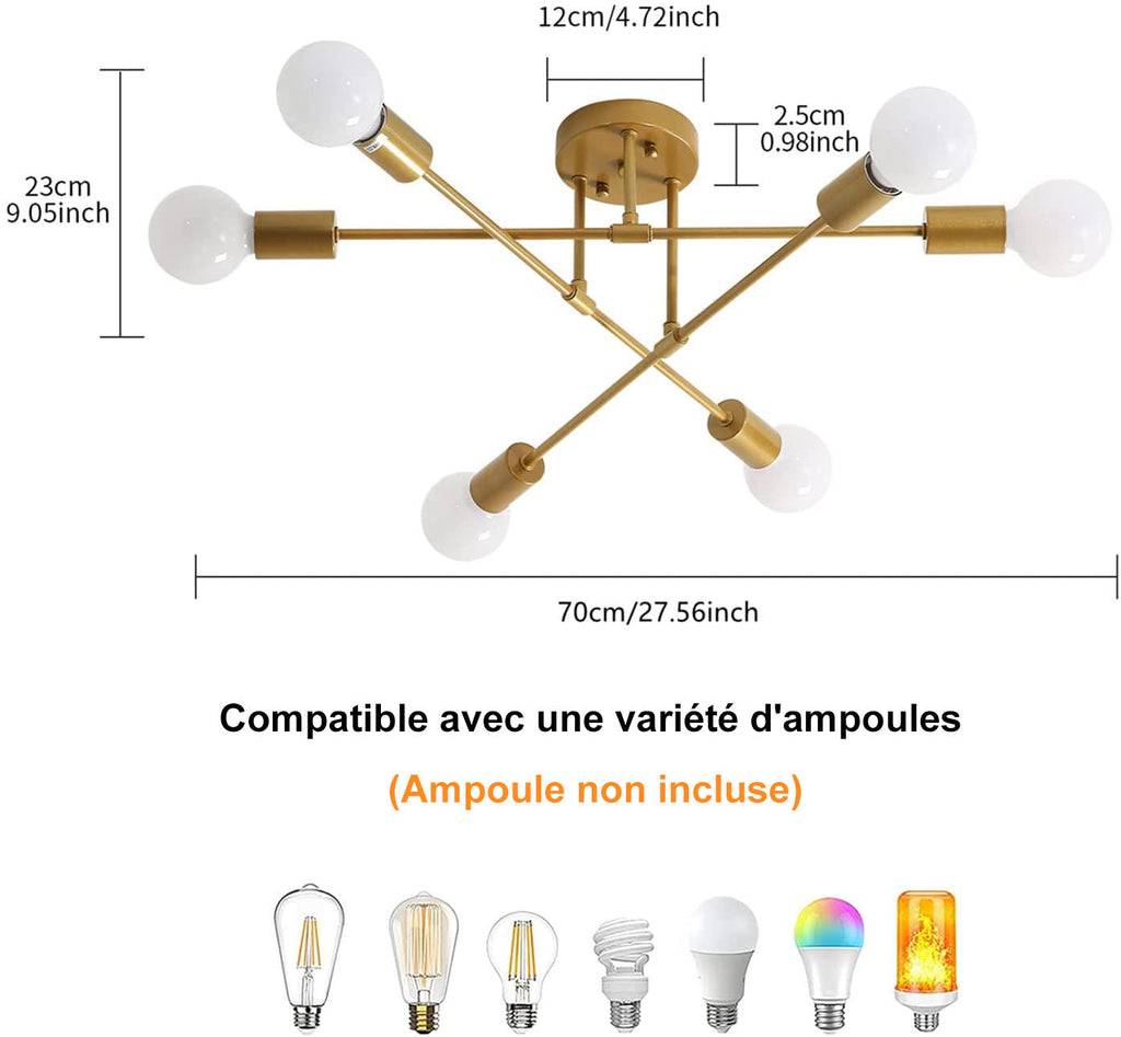 Ceiling Light - Gold Metal Frame