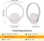 Wall Light - White Aluminium Frame, Warm Light
