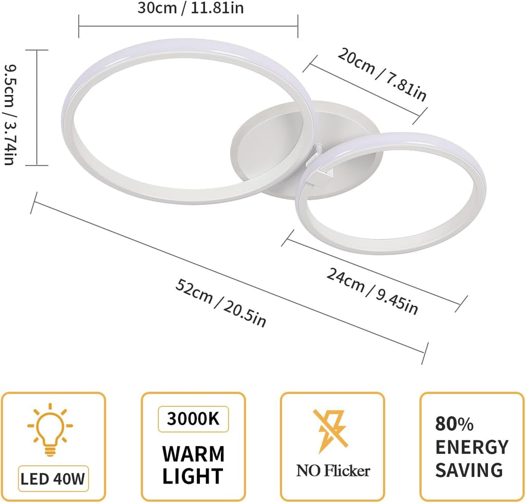 Ceiling Light - White Acrylic Frame, Warm Light