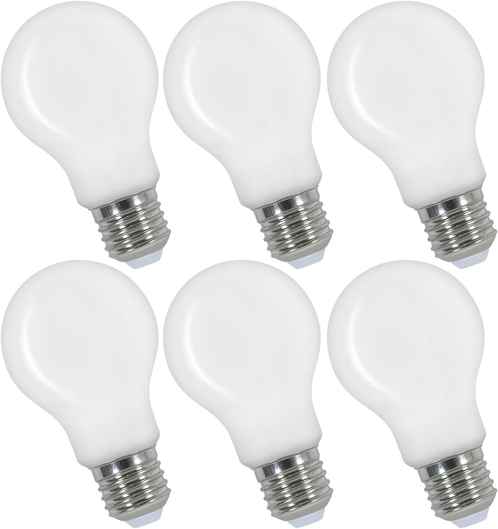 LED Light Bulbs - White Glass Frame, Warm Light