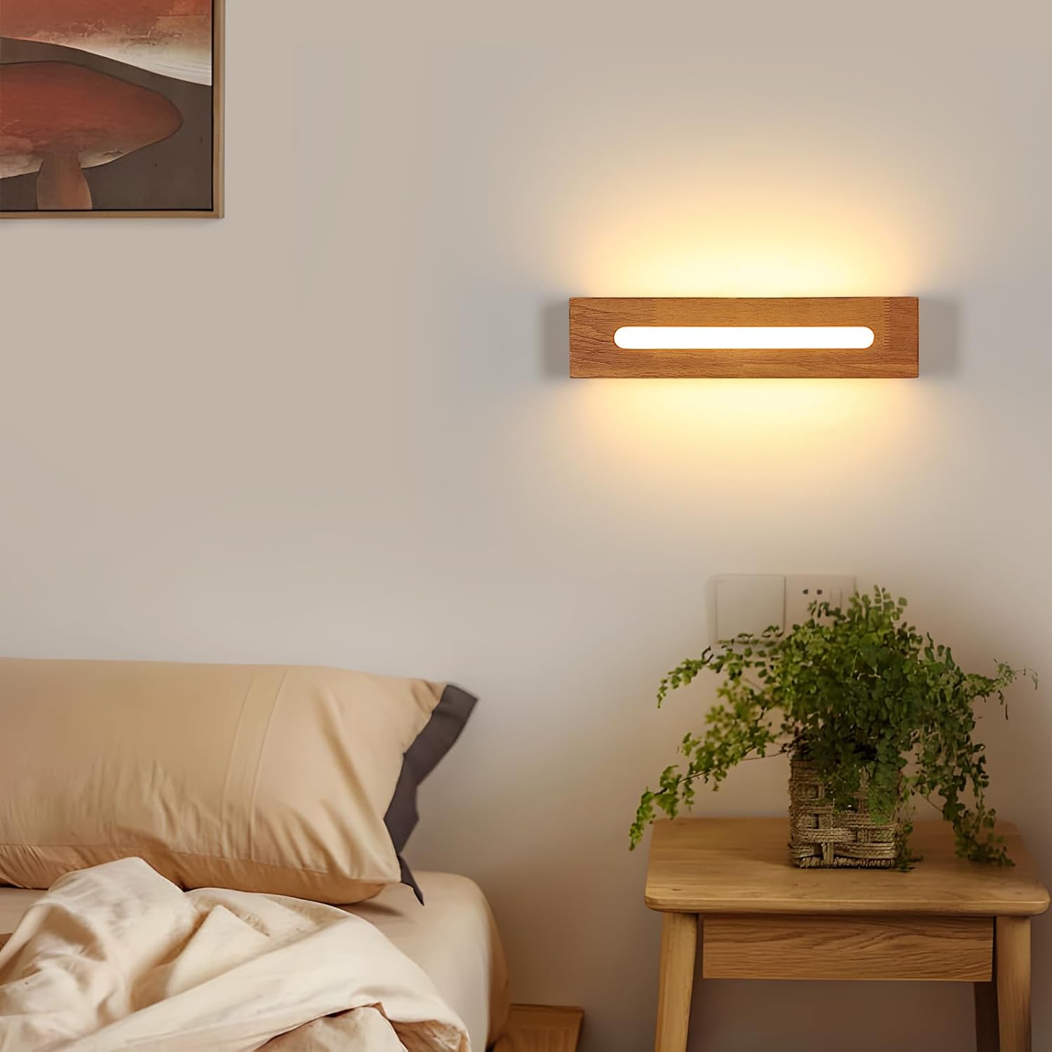 Wall Light - Wood Plastic Frame, Warm Light