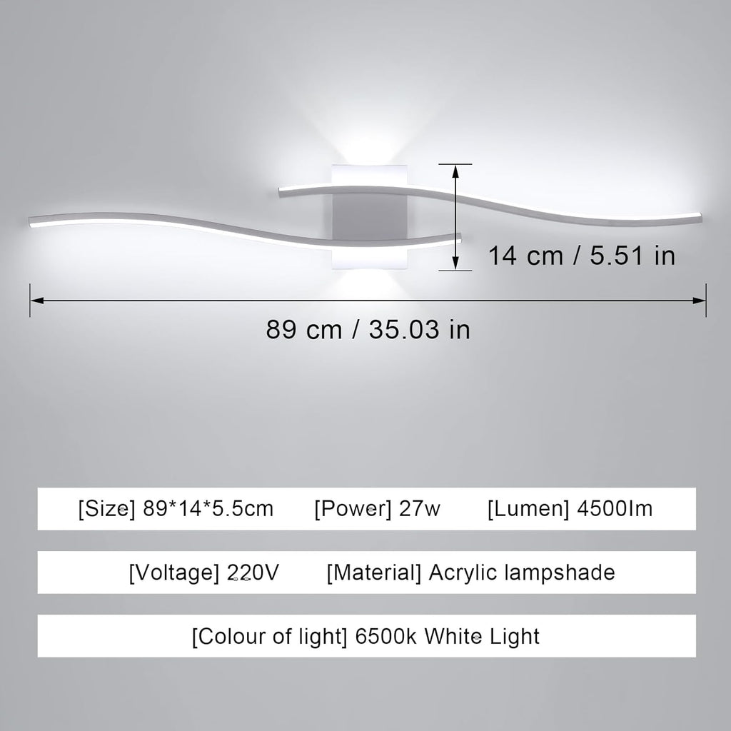 Applique da Parete - Struttura in Alluminio Bianco, Luce Bianca