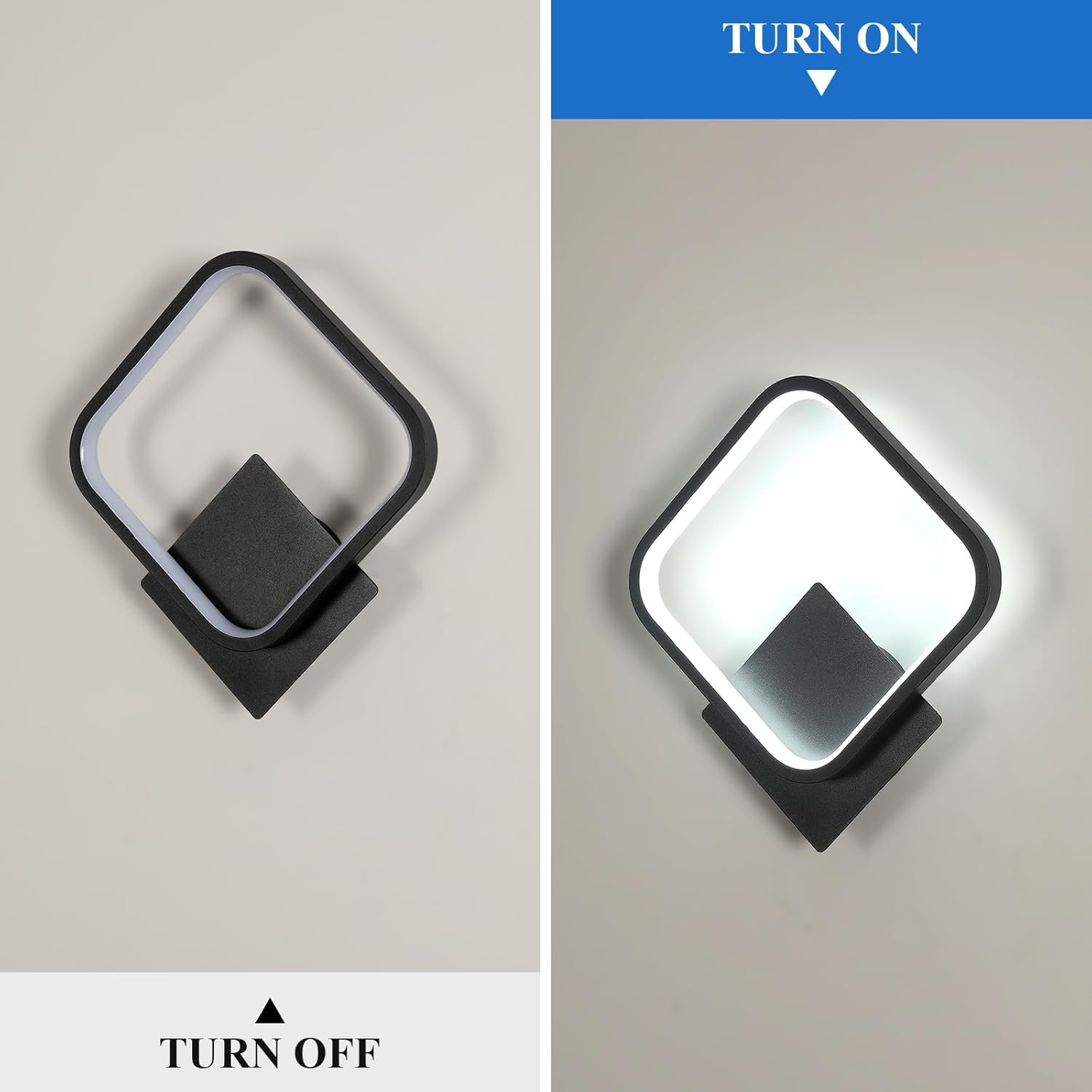 Wall Light - Black Aluminium Frame, White Light