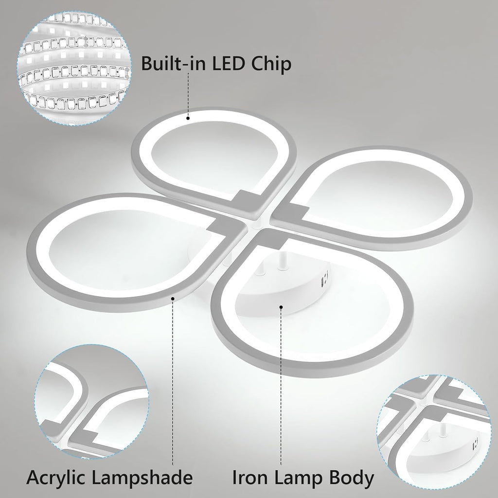 Comely Plafonnier LED Moderne 4 Lampes 57x57x8cm 40W Lumière Blanche 6500K Acrylique Salon Chambre Bureau Couloir Cuisine Éclairage