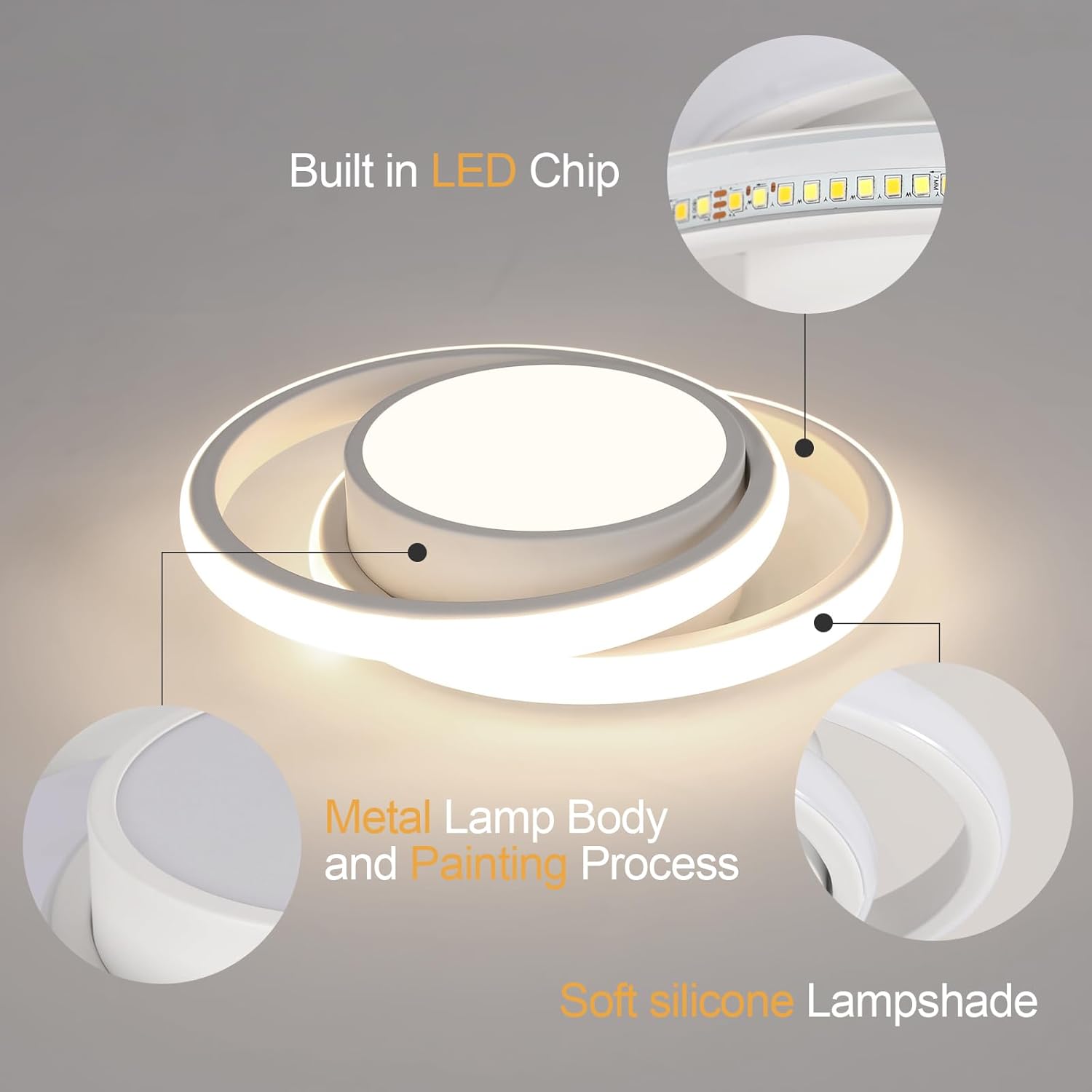 Ceiling Light - White Aluminium Frame, Natural Light
