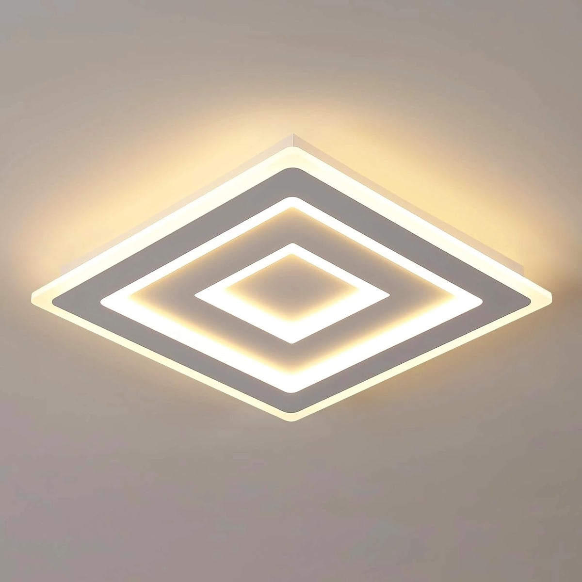 Comely LED Deckenleuchte Quadrat 40cm, Moderne 52W Acryl Deckenlampe Wei?, Deckenbeleuchtung f¨¹r Schlafzimmer Wohnzimmer K¨¹che Flur B¨¹ro Esszimmer, Warmes Licht 3000K
