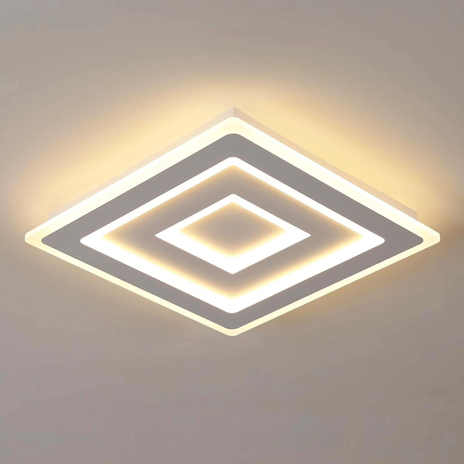 Plafoniera - Struttura in acrilico bianco, Luce calda