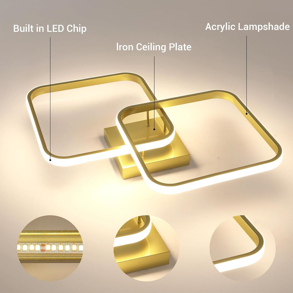 Ceiling Light - Gold Aluminium Frame, Natural Light