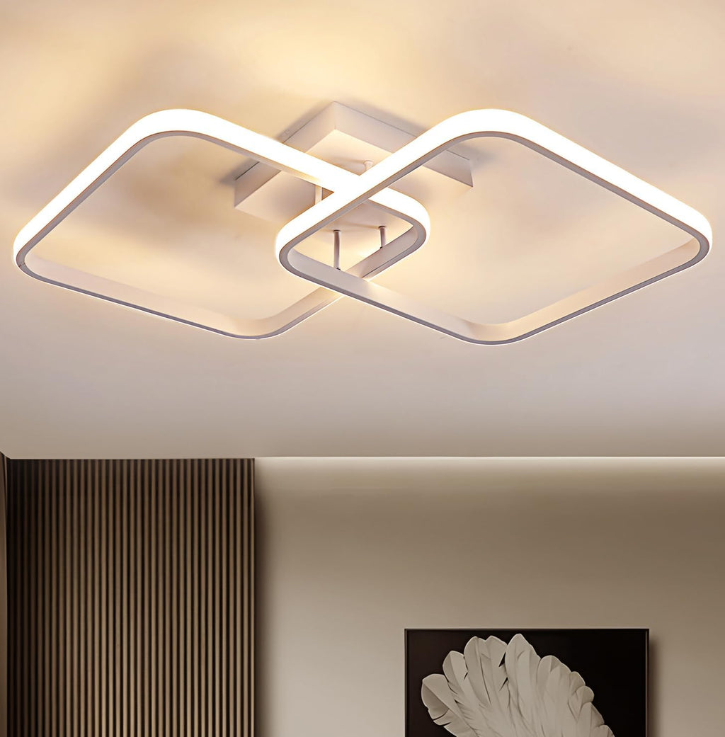 Ceiling Light - White Aluminium Frame, Warm Light