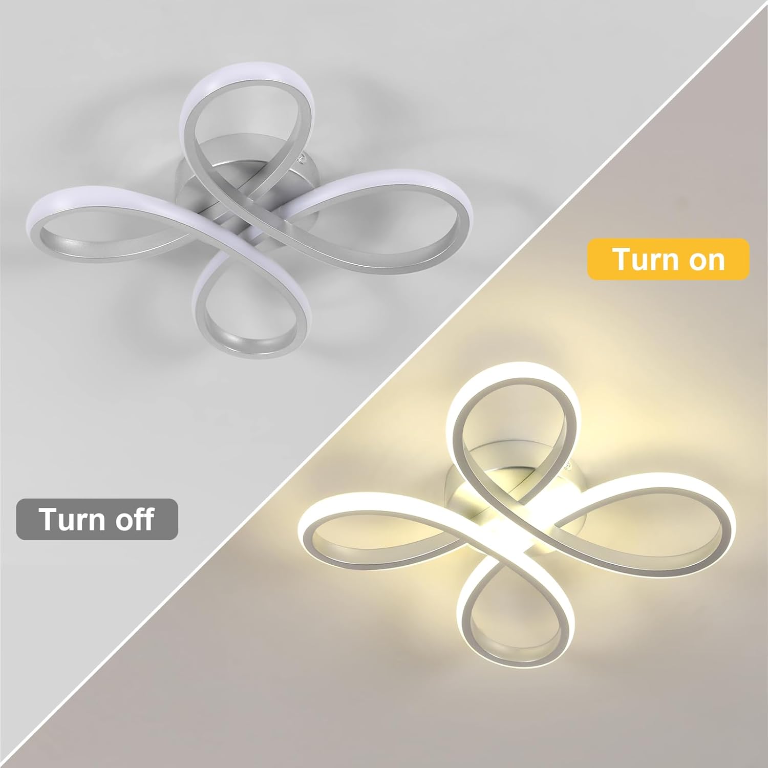 Comely Plafonnier LED Moderne, 30W Lampe de Plafond, Luminaire Plafonnier LED pour Chambre salon, Salle à manger Cuisine, Lumière Neutre 4500K, Argent