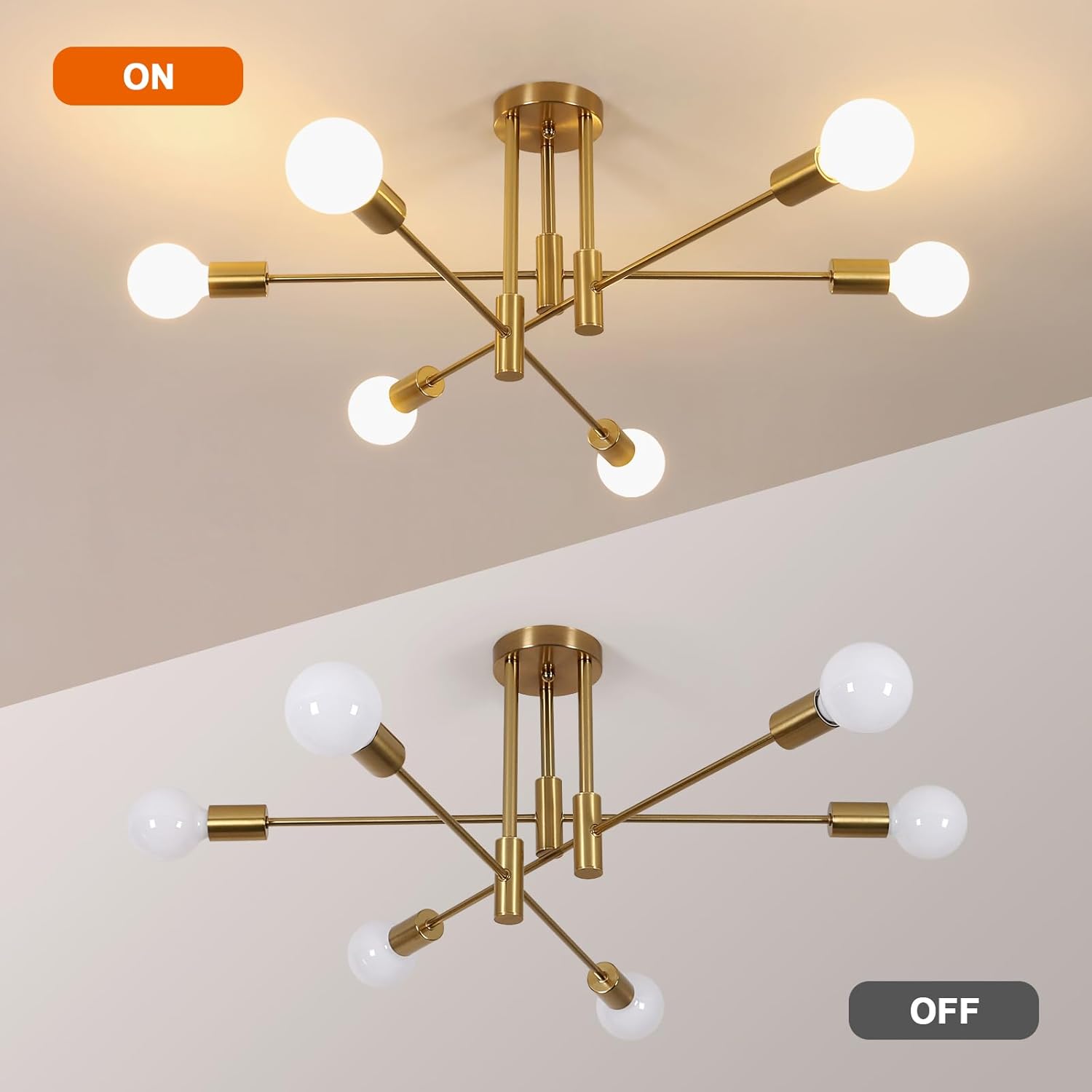 Ceiling Light - Gold Metal Frame