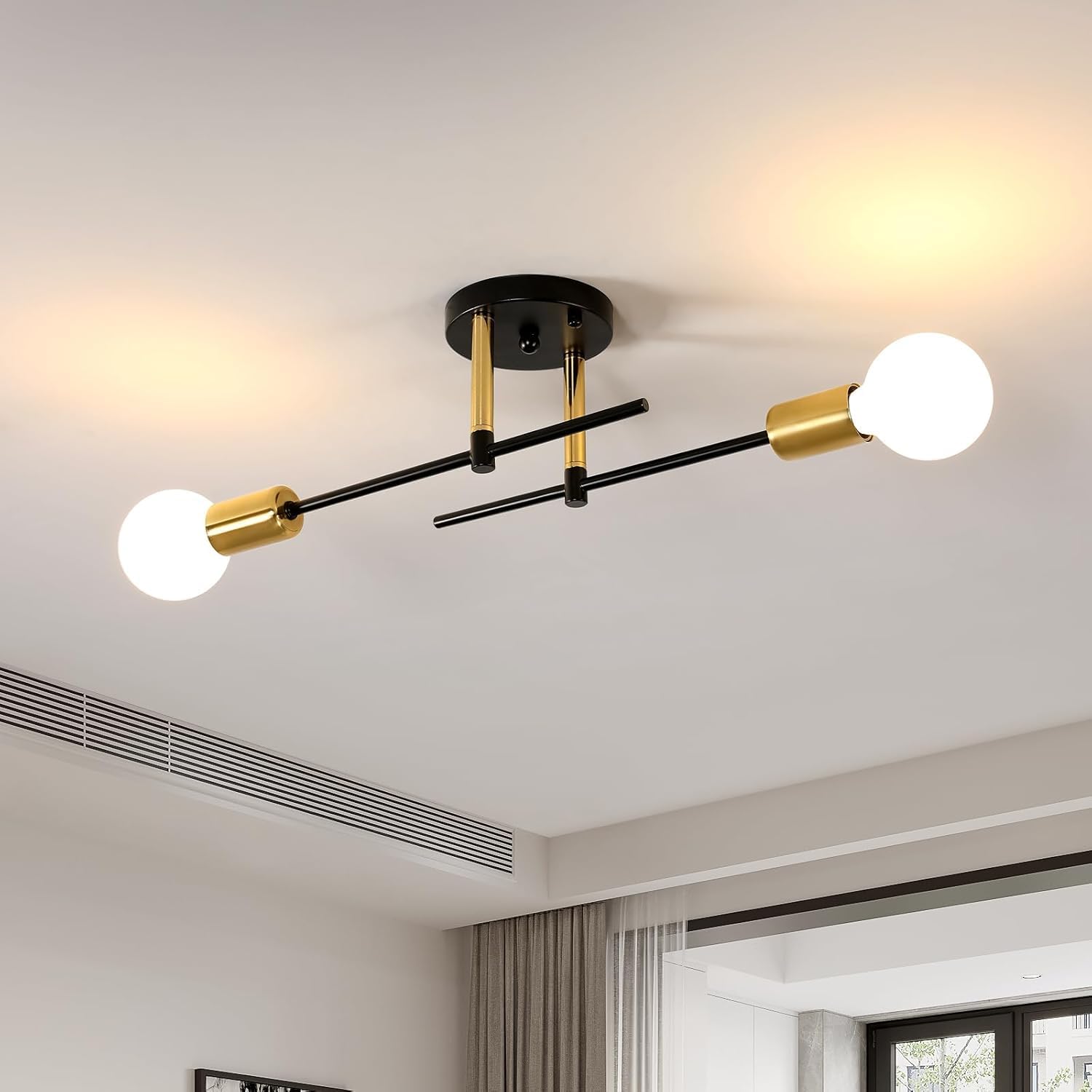 Ceiling Light - Black & Gold Metal Frame