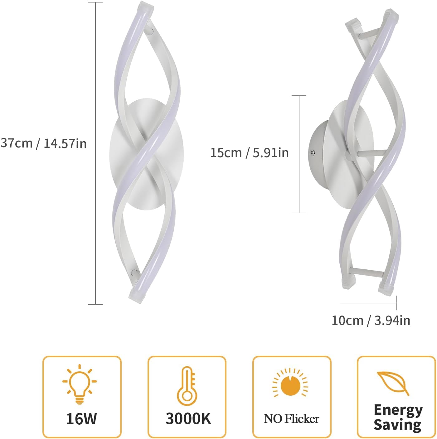 Wall Light - White Aluminium Frame, Warm Light