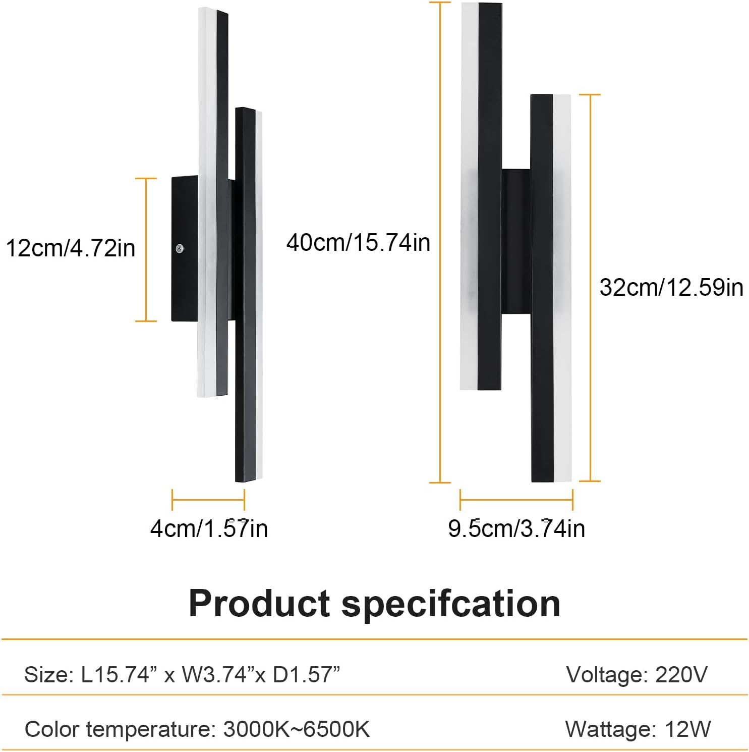 Wall Light - Black Acrylic Frame, Tunable