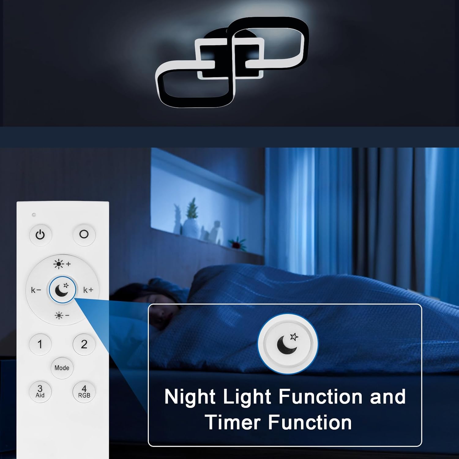 Ceiling Light - Black Acrylic Frame, Tunable and Dimmable