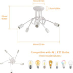 Industrial E27 Ceiling Light, 5-Light Metal Ceiling Lamp White, Creative Iron Chandelier for Bedroom Living Room Dining Room Hallway Kitchen, ?60cm (Bulb Not Included)