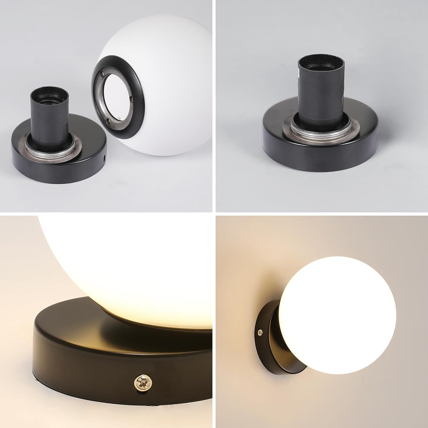 Wandleuchte – Rahmen aus schwarzem Glas