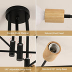 Ceiling Light - Black & Wood Metal Frame