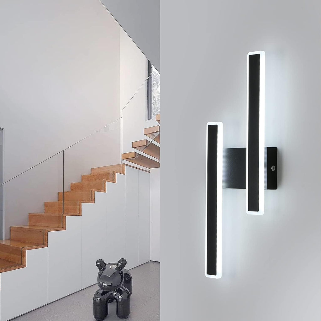Lampada da parete - Struttura in acrilico nero, luce bianca