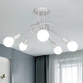 Industrial E27 Ceiling Light, 5-Light Metal Ceiling Lamp White, Creative Iron Chandelier for Bedroom Living Room Dining Room Hallway Kitchen, ?60cm (Bulb Not Included)