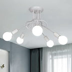 Industrial E27 Ceiling Light, 5-Light Metal Ceiling Lamp White, Creative Iron Chandelier for Bedroom Living Room Dining Room Hallway Kitchen, ?60cm (Bulb Not Included)