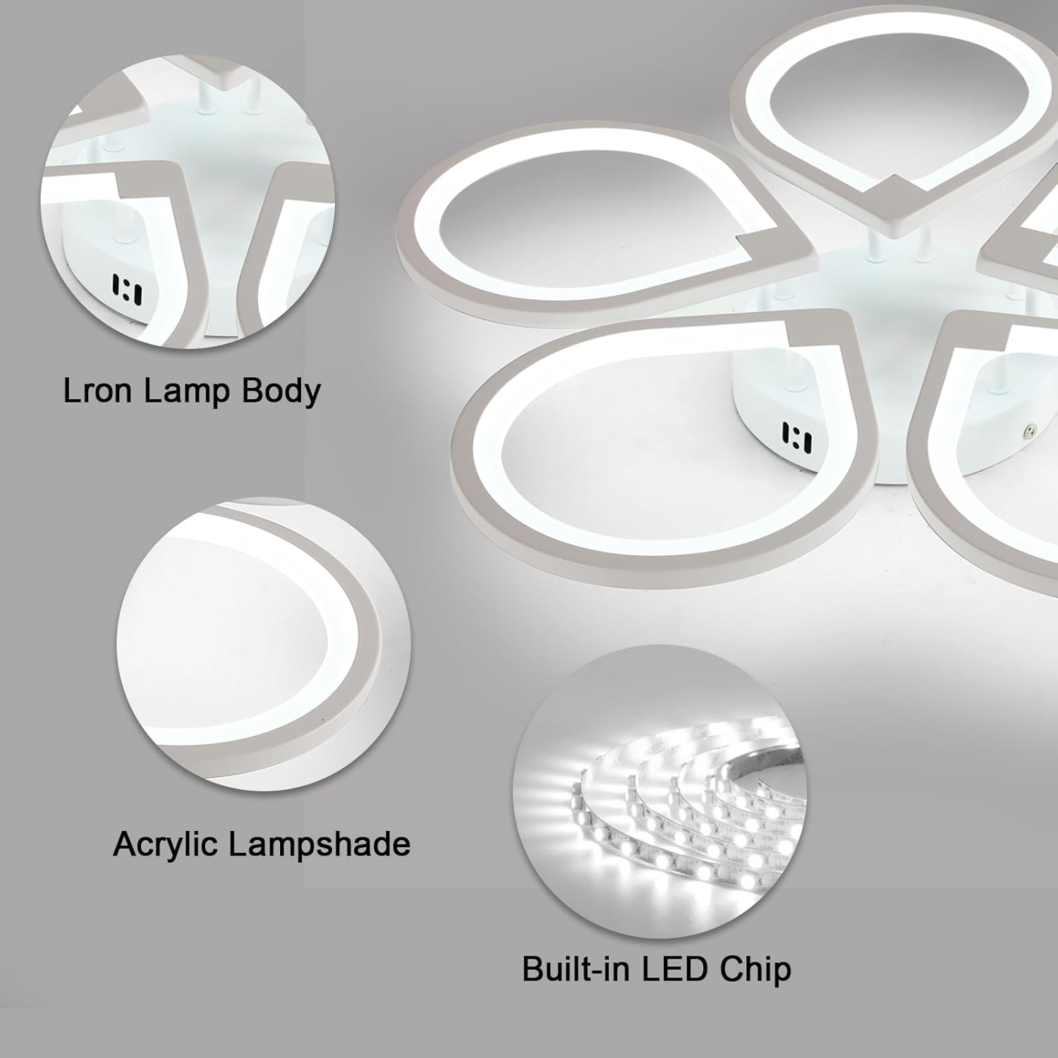 Ceiling Light - White Acrylic Frame, White Light