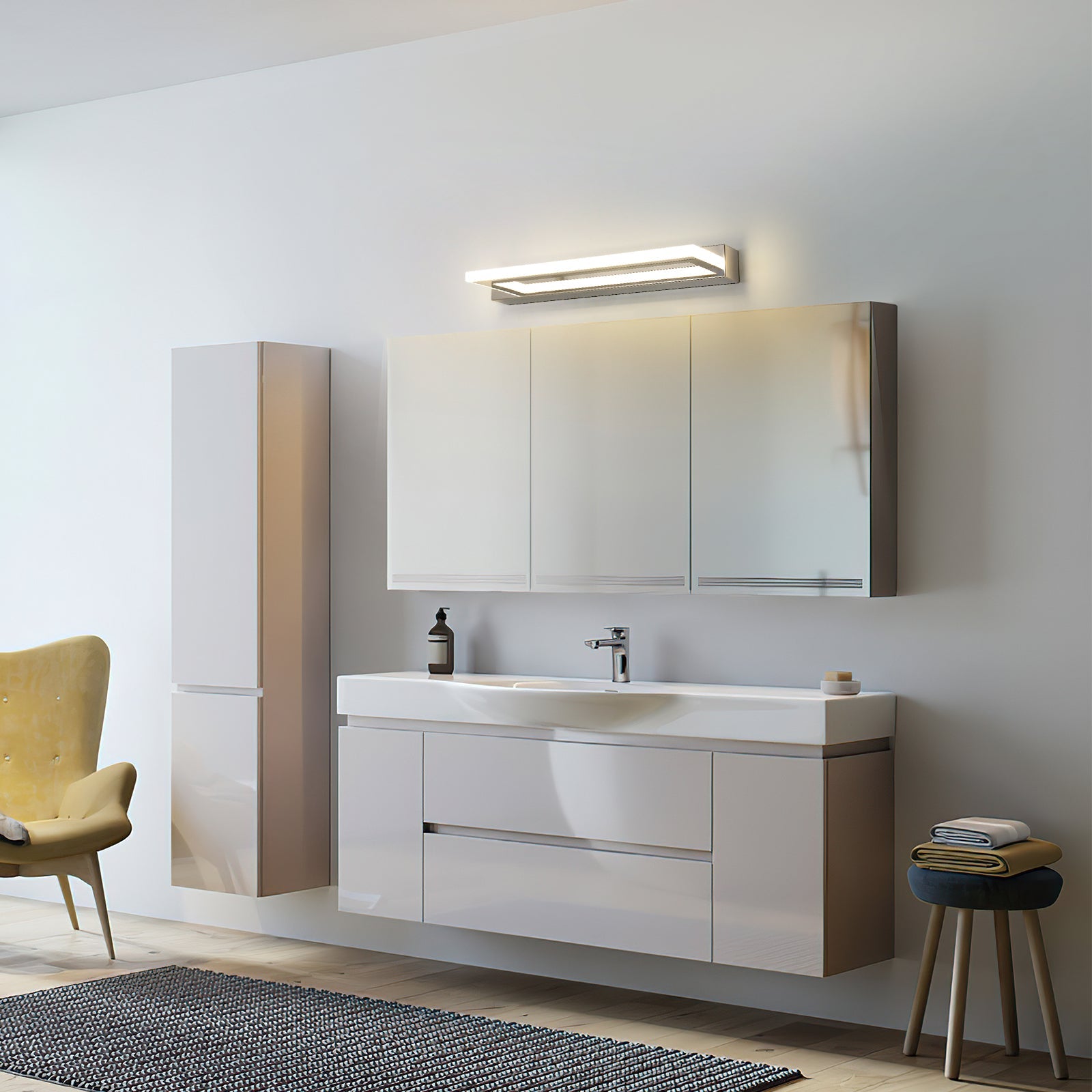 Wall Light - Chrome Aluminium Frame, Natural Light