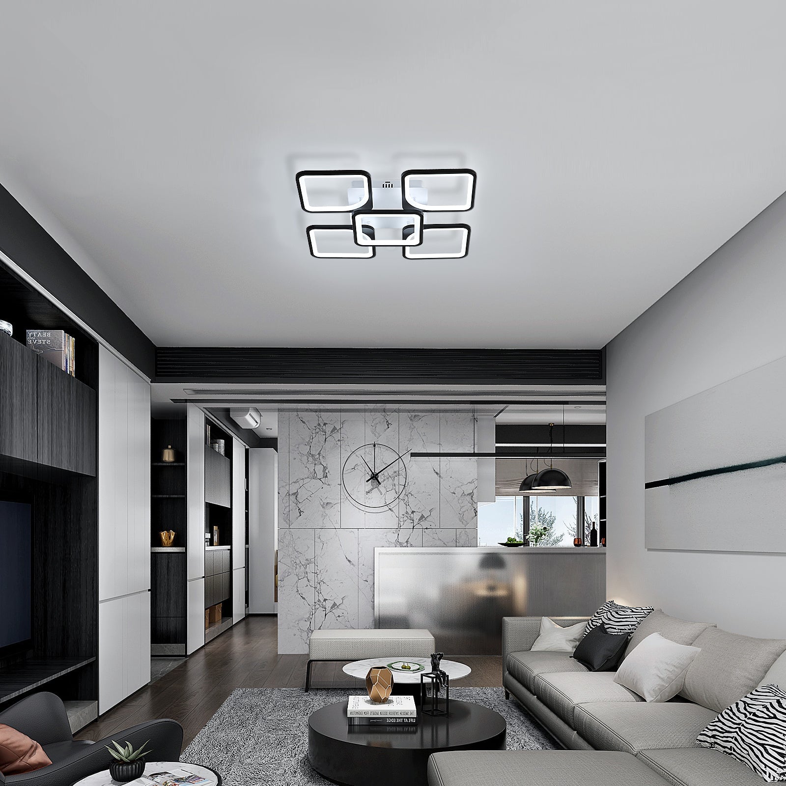Ceiling Light - Black Acrylic Frame, White Light