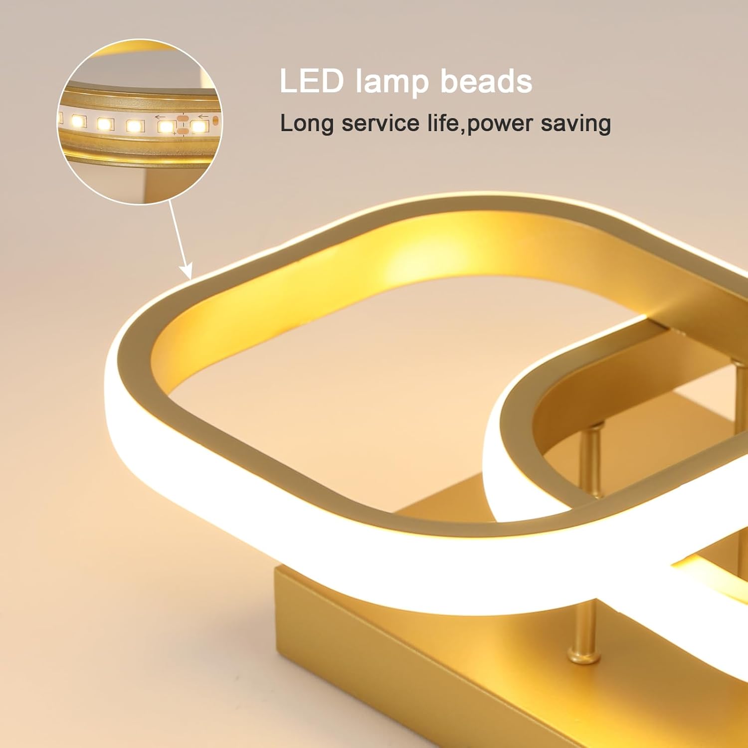 Ceiling Light - Gold Aluminium Frame, Warm Light