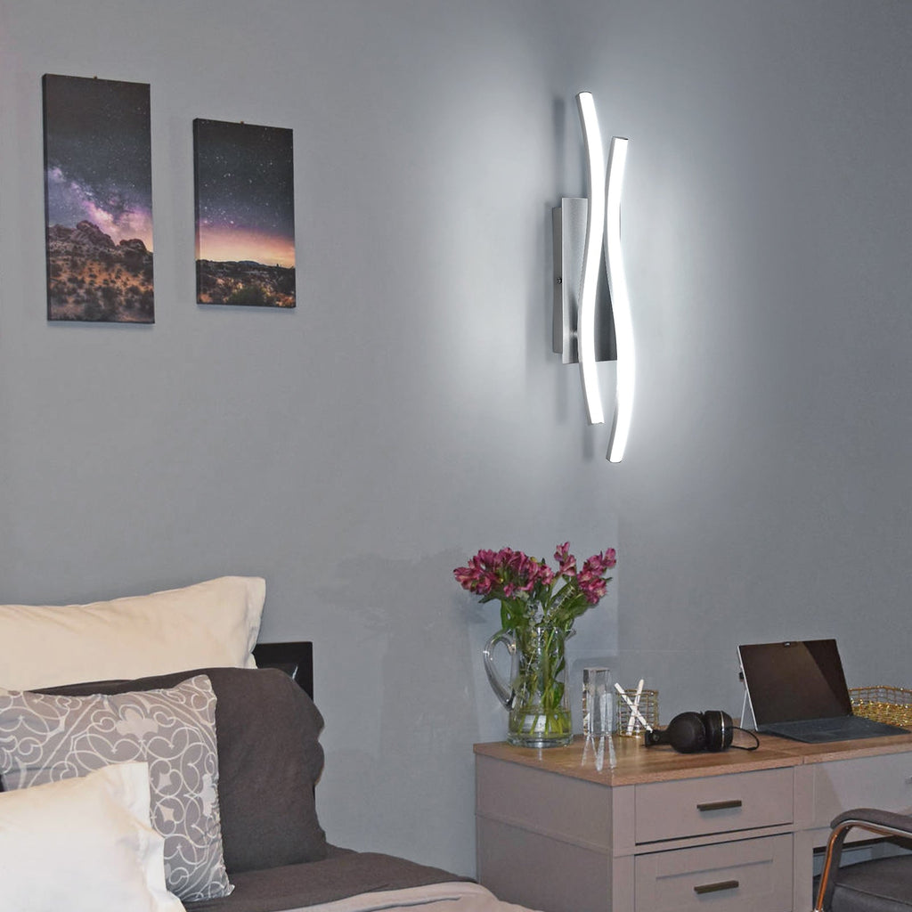 Applique - Telaio in Alluminio Argento, Luce Bianca