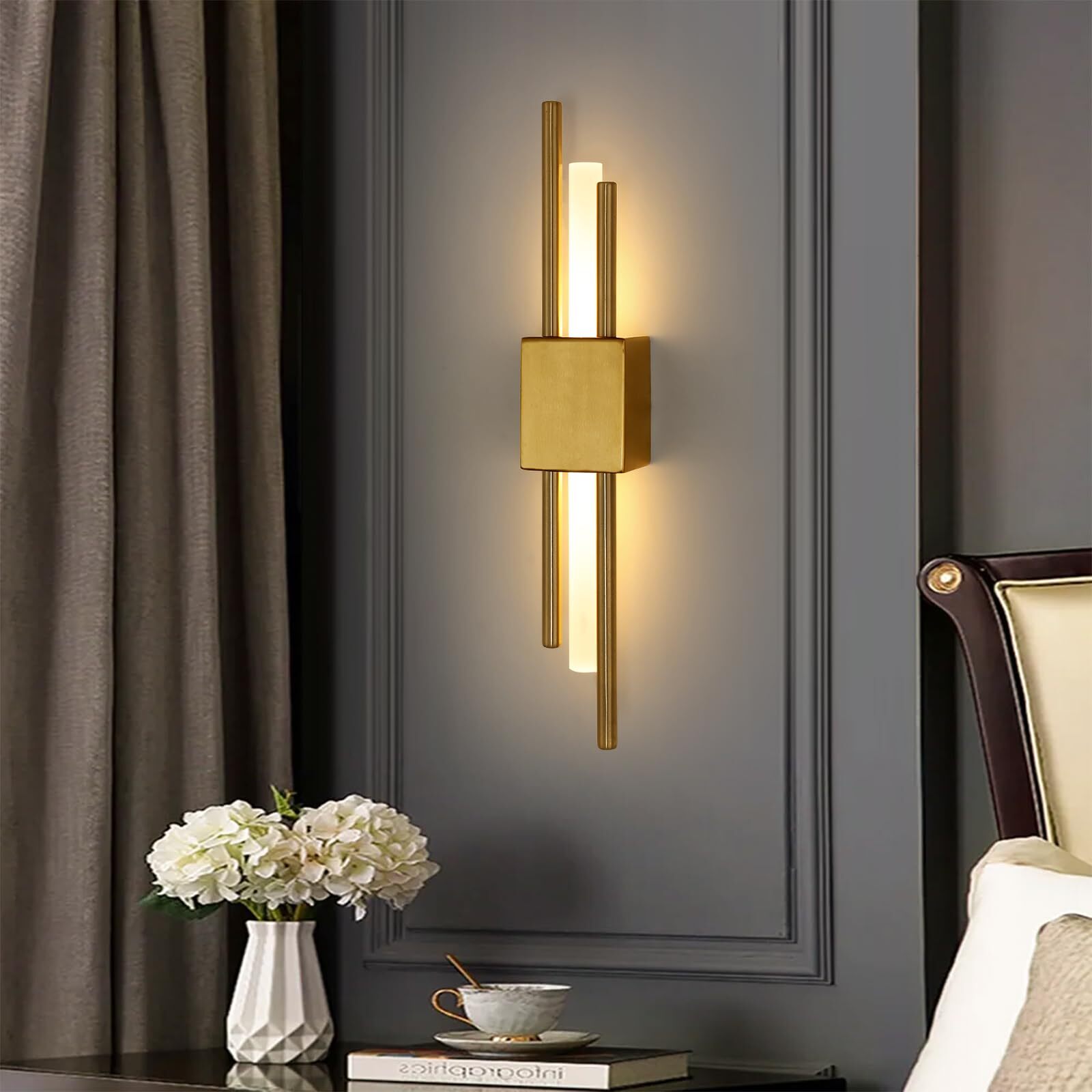 Wall Light - Gold Metal Frame, Warm Light