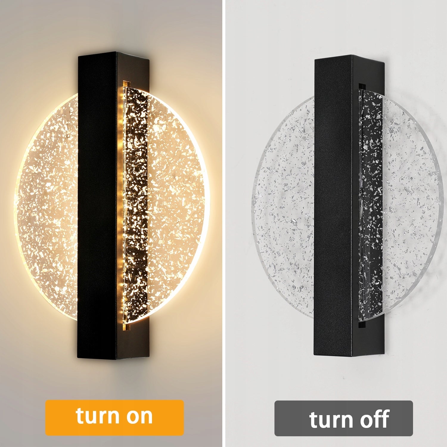 Wall Light - Black Acrylic Frame, Warm Light