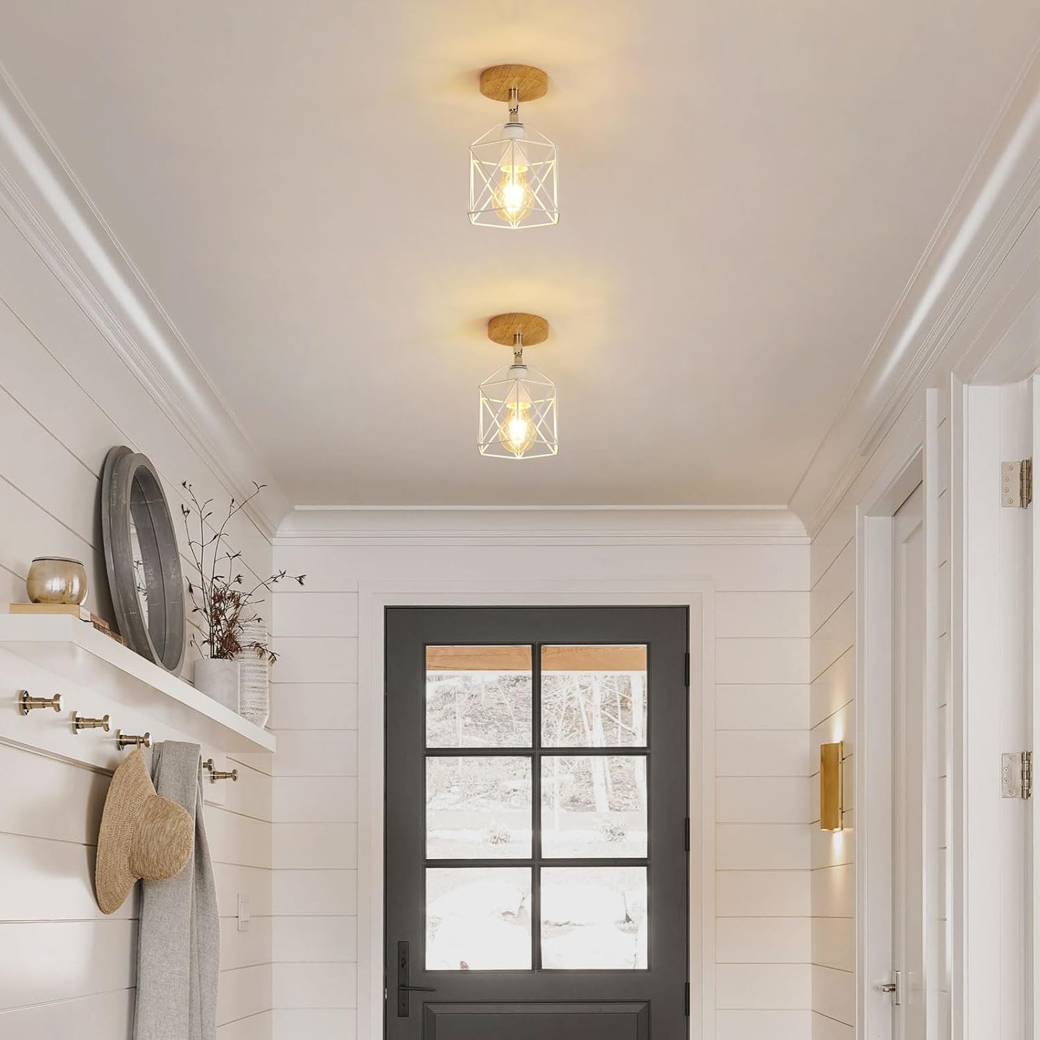 Ceiling Light - White Metal Frame