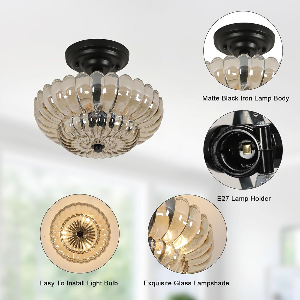 Ceiling Light - Black Glass Frame