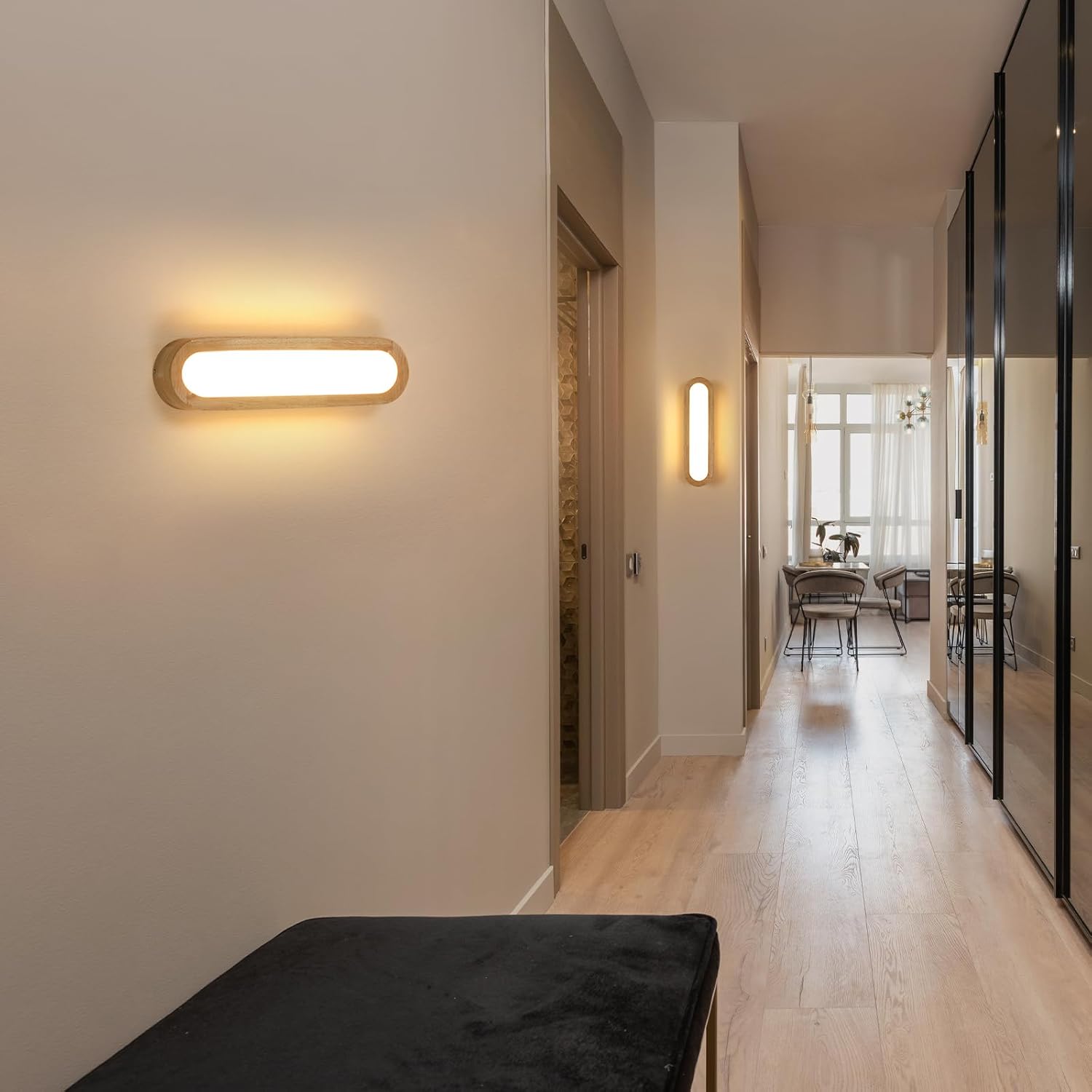 Wall Light - Wood Frame, Warm Light