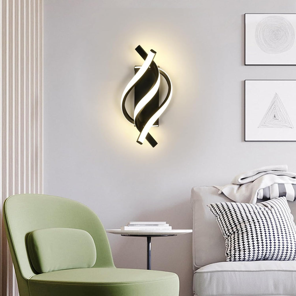 Applique da Parete - Struttura in Alluminio Nero, Luce Naturale